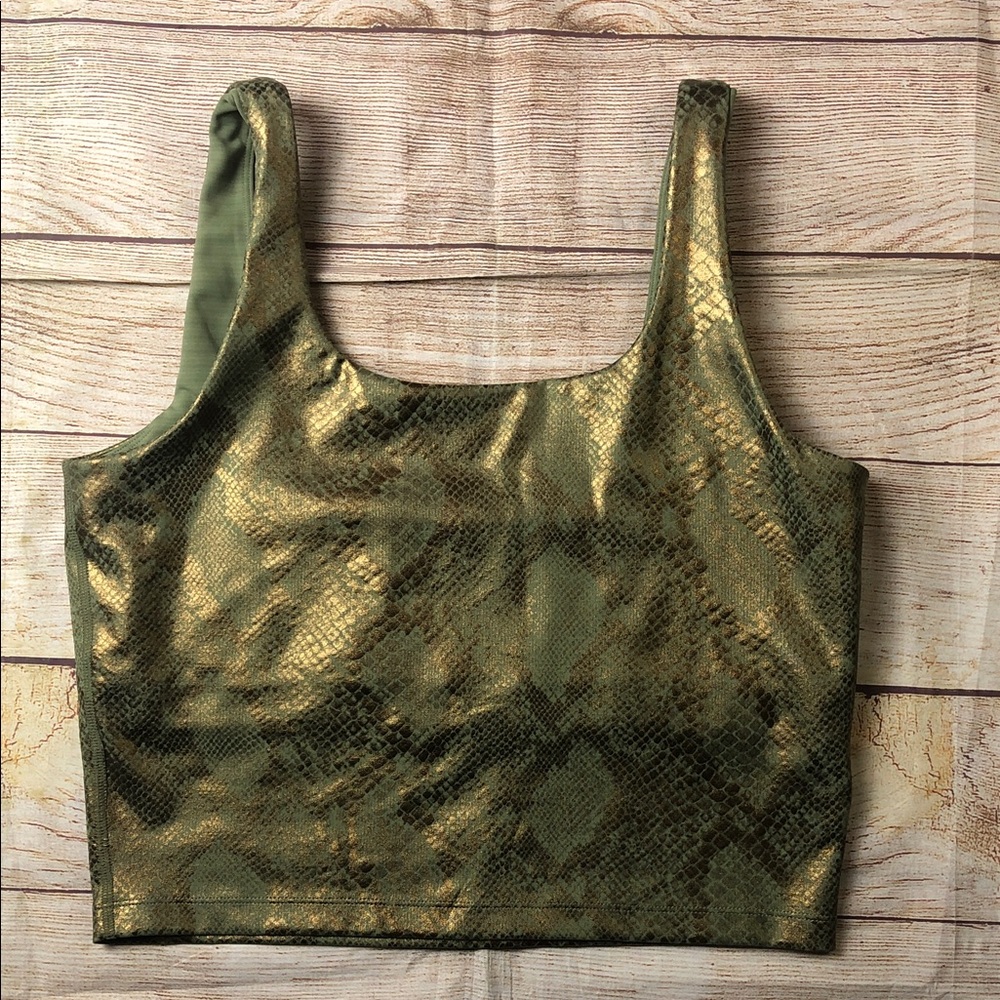 Gold and Green Snake Print Crop Top‎